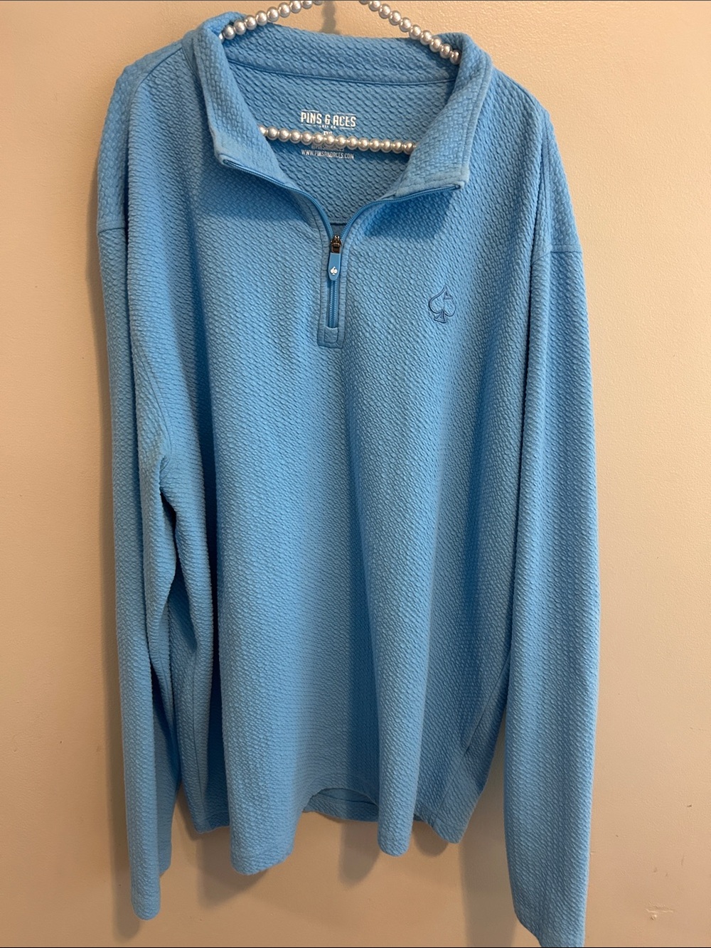 Pins & Aces Golf Quarter Zip Pullover Mens 3XL XXXL Blue Textured Performance
